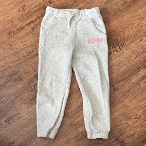 Old Navy Light Gray Kids Sweatpants with Pink Logo